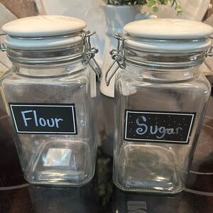 Glass Storage Jars with White Lids